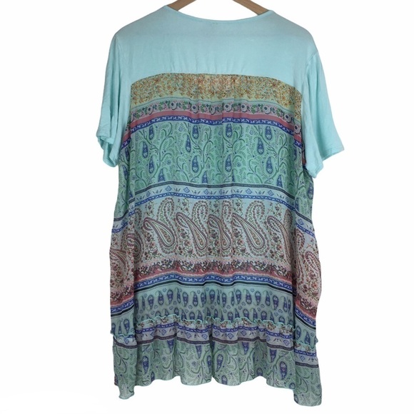 PINK COCONUT Boutique Plus Size Top Tunic Blouse Paisley Sheer Short Sleeve XXXL - Picture 4 of 10